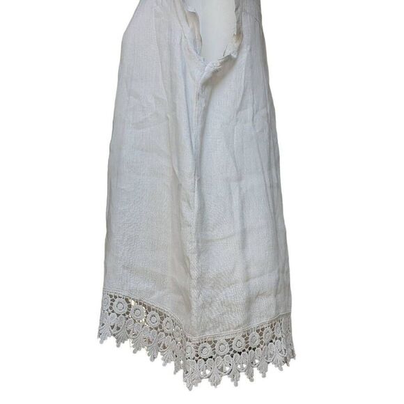 Terzo Millennio Women Top Boho Cap Sleeve Eyelet Trim Beige Size L Linen Italy - Picture 4 of 7